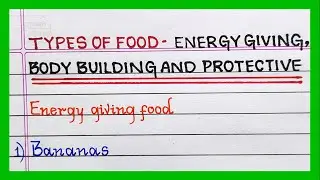 Types of Food | Energy Giving Food | Body building food | Protective food