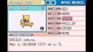 Shiny Abra from Celadon Game Corner in Fire Red