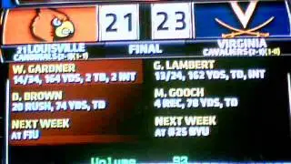 NCAA FB VIRGINIA UPSETS LOUISVILLE 23-21 WOW! BACK TO DRAWING BOARD!9/13/14