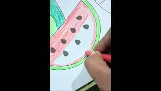 🫠let's colour watermelon 🍉 😋 #shorts #youtube #youtubeshorts #art #drawing #viralvideo #trending
