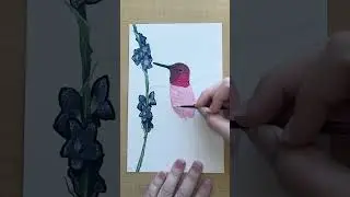 hummingbird painting i did while on vacation!#art#gouche#artist#bird#hummingbird #birdart