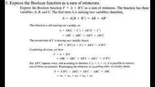 Express the Boolean function as a sum of minterms.