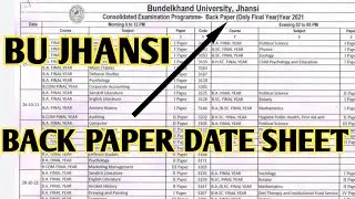 bu back paper date sheet 2021/bu jhansi back paper exam schedule/bu jhansi scheme/bu jhansi news
