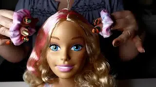 ASMR Doll Head Hair Play 🎀👱🏻&zwj;♀️ Face Gentle Tapping & Tracing 💋Inaudible Whispering ✨Barbie