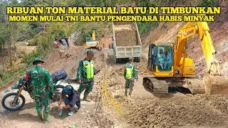 Ribuan Ton Material Batu Di Timbunkan || Momen Mulai TNI Bantu Pengendara Habis Minyak