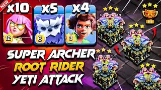 Best TH17 Attack Strategy With (YETI + SUPER ARCHER + ROOT RIDER) | Town Hall 17 Attack Strategy COC