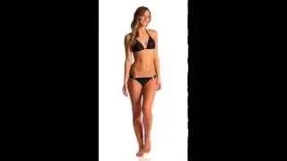 Sofia Solid Black Sash Brazilian Bikini Bottom | SwimOutlet.com