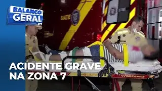 Acidente entre moto e carro deixa motociclista com fratura de f&ecirc;mur e joelho na zona 7 de Maring&aacute;