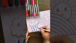 Easy Weather poster tutorial| How to make a Rainy Cloud🌧, Rainbow🌈,& Sun☀️ Weather Chart #shorts