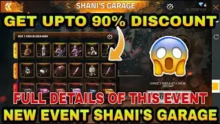 FREEFIRE NEW EVENT SHANI'S GARAGE SALE FULL DETAILS OF THIS EVENT - GET UPTO 90% DISCOUNT