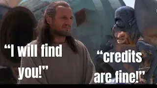 Watto accepts the credits as Qui Gon uses the &ldquo;I will find you&rdquo; speech.