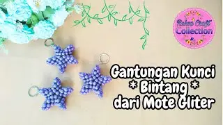 Gantungan Kunci Bentuk Bintang Mote Manik - Manik Gliter