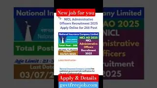 NICL Recruitment 2025 || National Insurance Company Ltd Vacancy | NICL Job Syllabus #job #shortvideo