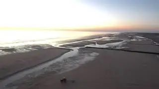 Cleveleys Beach at sunset 4K Drone