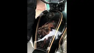 satkararts: #sticker #bullet 350 tank Smoke wrapping tank on bullet