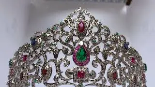 Silver Tiara - Antique Handmade Wedding Sterling Silver Tiara | Diamond Tiara Crown - Costozon