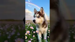 Dog with cute little flowers #dog #flowers #viral #youtubeshorts #explorepage #cute #animal #shorts