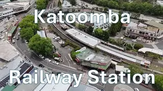 Katoomba Railway Station from the air, NSW, Australia