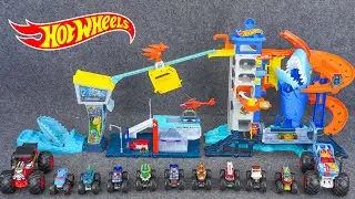 🔥TOY ASMR🔥 90 Mins Hot Wheels City Attacking Shark Escape Set & RacerVerse Jurassic World Track Set