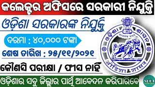 Odisha Collector Office Recruitment 2021 ! Salary : 40,000 ! Odisha Collector Office Jobs 2021