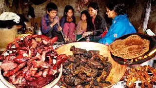 buff Sekuwa BBQ cooked by Guest relative for dharme family @ruralnepall