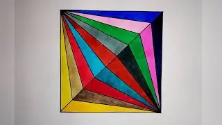 Geometric illusion drawing || 3D Square Design || How To Draw Colored Geometric Square Illusion ||