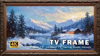 Winter Mountain Cabin Painting for TV Frame ❄️ | Cozy Vintage Landscape Art 4K