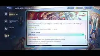 YSS Adjustment, Terizla Melissa Xavier Buff, Freya Nerf - Patch Notes 2.1.62 Advance Server MLBB