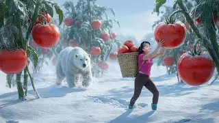 Cosecha épica de tomates gigantes en el Ártico: hielo, viento y la aparición de osos polares 🐻‍❄️🍅❄️