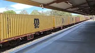 Loaded Pacific National container train through Gunnedah destation Enfield Sydney 28/11/25