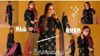 Trendy beaded embroidery dress ✨ Pakistani embroidery dress tutorial ✨ Stone Chain Stitching Work