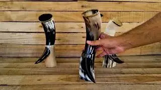 Handcrafted Drinking Horn with Stand &ndash; Viking Mug for Adults Gift