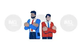 Two adversarial angry lawyers with arms crossed 2D characters animation
