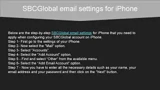 How to set up SBCGLOBAL NET Email Settings on iPhone video
