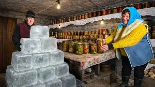 Giant Fish Under the Ice | Ice Harvesting & Winter Village Life in the Mountains