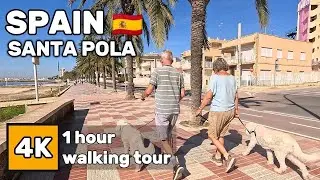 Santa Pola, Playa Levante - Promenade | Walking Tour 4k