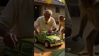 cute Toy car love the palm peacock made by the poor man😍 #vfx #cartoon #peacock #funny #palm