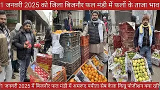 1 जनवरी 2025 बिजनौर फल मंडी में अमरूद पपीता किन्नु केला सेब संतरा स्टोवरी क्या भाव चला RED FISH NEWS