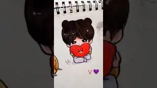 BTS cute V cartoon drawing💜 BTS cartoon drawing✨ creative cartoon ideas of BTS🌈anime cartoon drawing