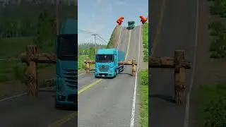 Buses & Semi Trucks vs Logs Trap - BeamNG.Drive #shorts #beamngdrive #bus