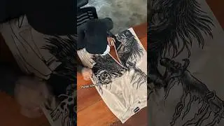 Process of custom hand painted #custompants #custom #workofart #textileart #wearableart #explorepage