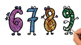Glitter Number coloring pages for kids   How to Draw Numbers   Learn Colors for kids 6 to 9