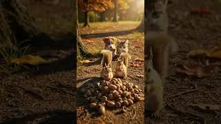 A Peaceful Autumn Moment: Squirrels Preparing for Winter 🍂🐿️