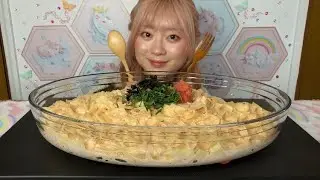 【ASMR】明太子クリームパスタ大食い 5人前 Cream pasta