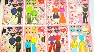 💞 Paper DIY 💞 Incredibox Sprunki Couples Wedding Stickers | ASMR Cardboard Crafting #sprunki