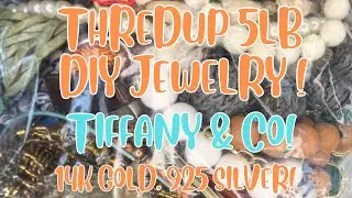 TIFFANY & CO, 14K GOLD, 925 SILVER & MORE! THREDUP 5LB DIY JEWELRY RESCUE BOX UNBOXING! #jewelryjar