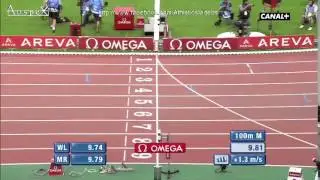 Jimmy Vicaut european record 9.86 (+1.3m/s), Powell 1st in 9.81