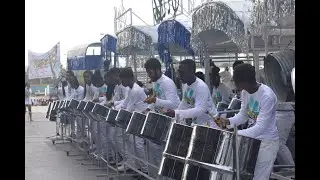 Playing pan for Desperadoes Youth Steel Orchestra