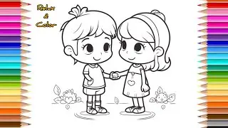 Cute Couple Coloring Page 💕 | Simple & Relaxing Coloring | Relax & Color