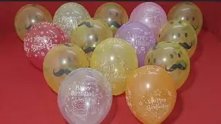 FUN HAPPY BIRTHDAY BALLOON AND LOT'S OF MOUSTACHE EMOJI BALLOON POPPING l SATISFYING VIDEO